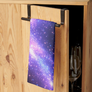 Galaxy Glow: Sparkling Ultraviolet and Blue Star Tea Towel