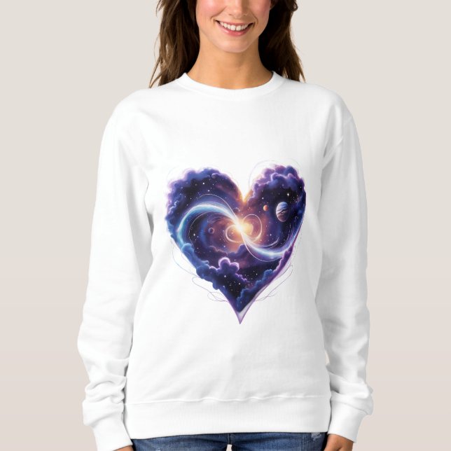Galaxy Inside a Heart; 🌌💜 Cosmic Love Forever 💕 Sweatshirt (Front)