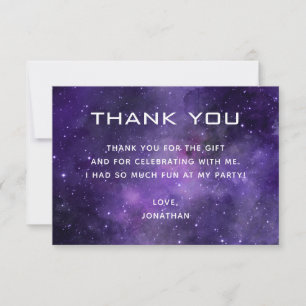 Galaxy Kids Birthday Party Purple Space Cosmic Thank You Card