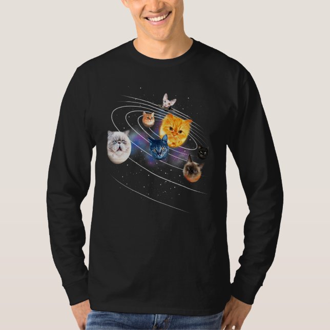 Galaxy Kitten Planets Solar Sun Earth Pluto Cat Un T-Shirt (Front)