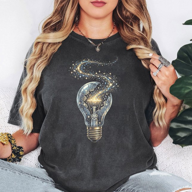 Galaxy Lightbulb Cracked Cosmic Idea T-Shirt (Creator Uploaded)