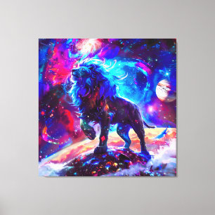 Galaxy Lion Blue Canvas Print