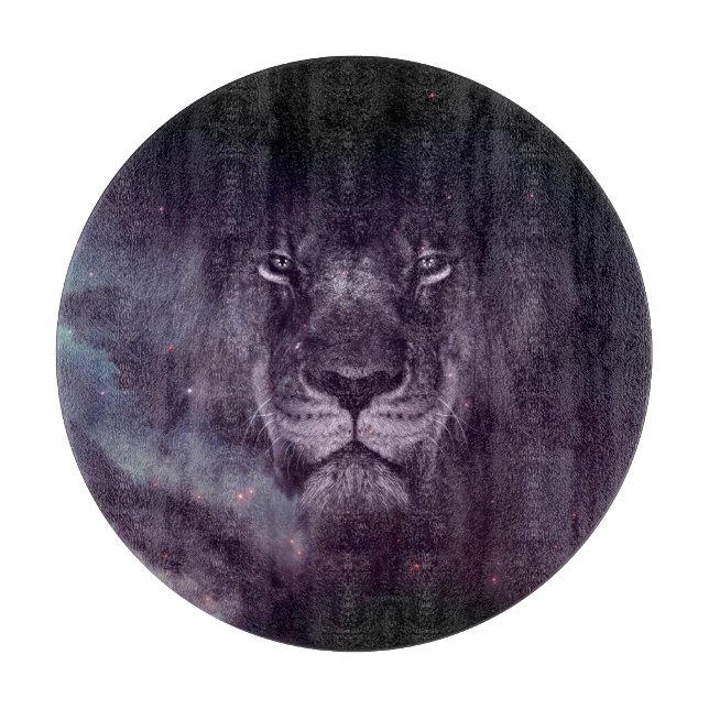 Galaxy Lion Face Art Wallpaper Cutting Board (Front)