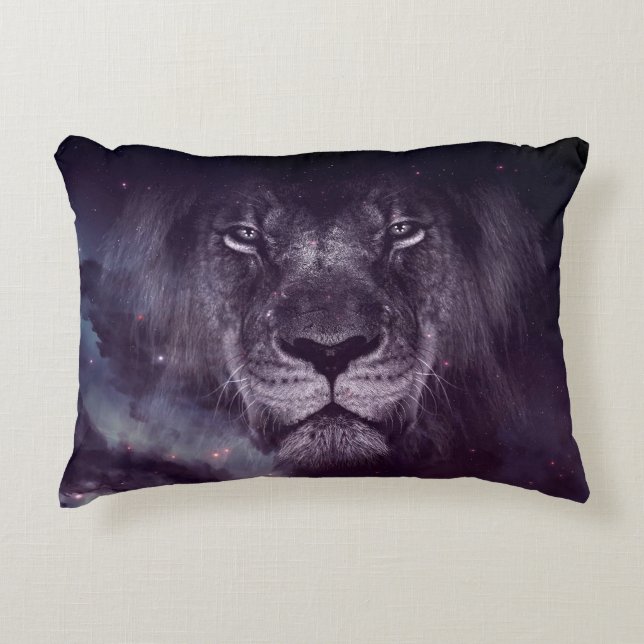 Galaxy Lion Face Art Wallpaper Decorative Cushion (Front)