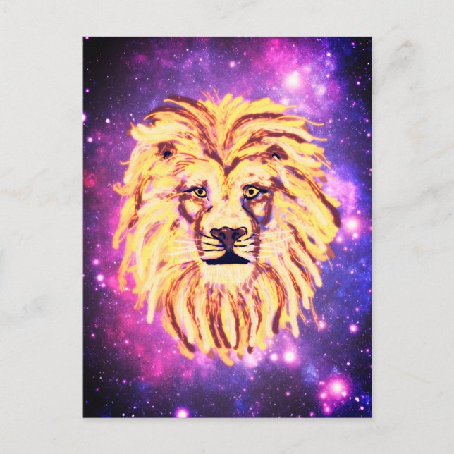 Galaxy Lion in the Stars Space Fun Family Kids Postcard (Front)