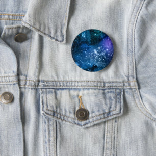 Galaxy Lovers Starry Space Blue Sky White Sparkles 6 Cm Round Badge