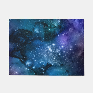 Galaxy Lovers Starry Space Blue Sky White Sparkles Doormat