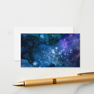 Galaxy Lovers Starry Space Blue Sky White Sparkles Enclosure Card