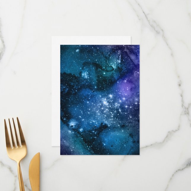 Galaxy Lovers Starry Space Blue Sky White Sparkles Menu (Front/Back In Situ)