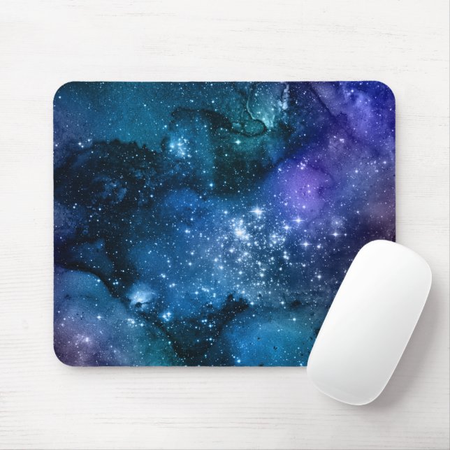 Galaxy Lovers Starry Space Blue Sky White Sparkles Mouse Pad (With Mouse)
