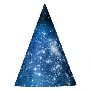 Galaxy Lovers Starry Space Blue Sky White Sparkles Party Hat