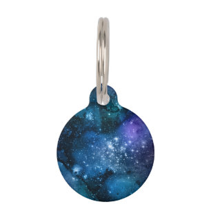 Galaxy Lovers Starry Space Blue Sky White Sparkles Pet Tag