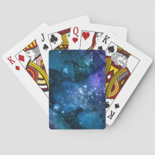 Galaxy Lovers Starry Space Blue Sky White Sparkles Playing Cards