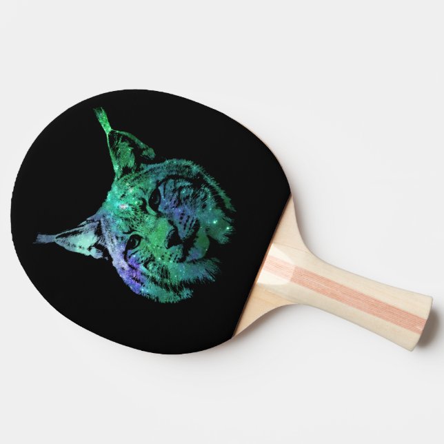 Galaxy Lynx | 3D effect | captivating Wild Cat Ping Pong Paddle (Side)
