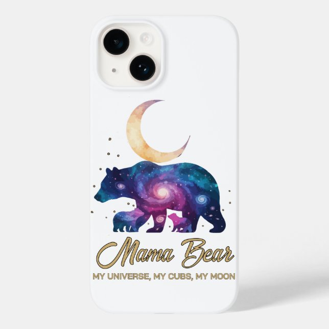 Galaxy Mama Bear & Cubs Moon Silhouette Case-Mate iPhone Case (Back)