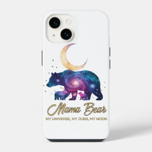 Galaxy Mama Bear & Cubs Moon Silhouette iPhone 14 Case