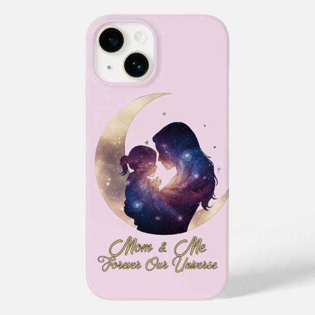 Galaxy Mama & Child Silhouette Moon Art Case-Mate iPhone Case (Back)