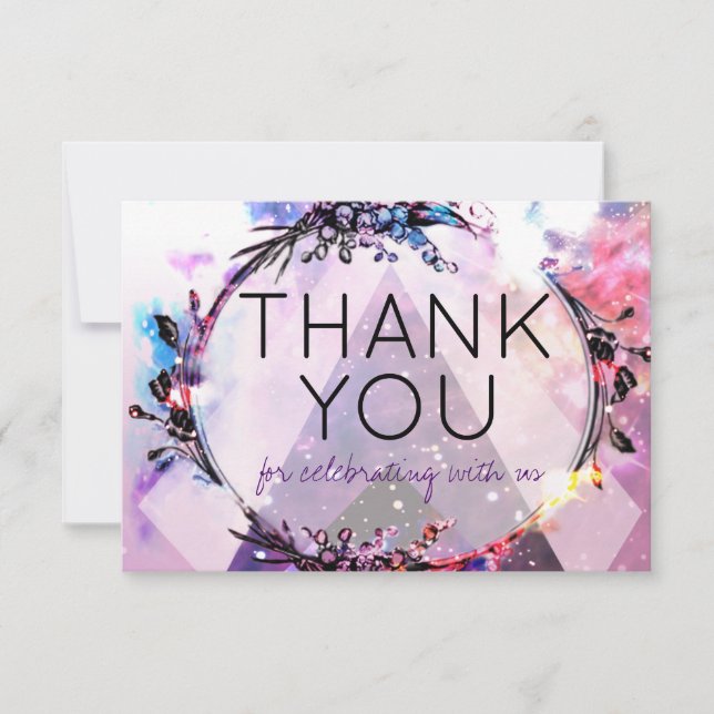 Galaxy Modern Space Hip Wedding Thank You Invitation (Front)