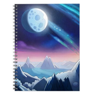 Galaxy Moon Aurora Notebook