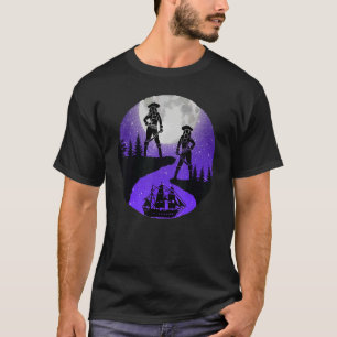 Galaxy Moon Graphic Sailing Ship Pirate Women Cost T-Shirt
