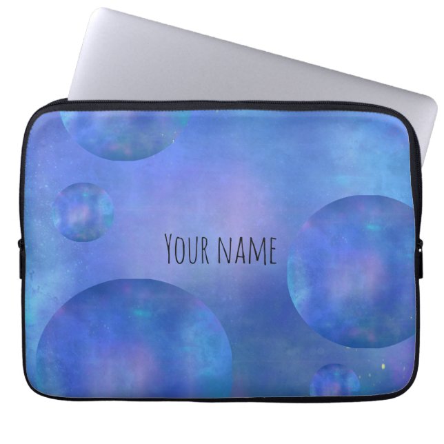 Galaxy Nebula Laptop Sleeve case Custom Name  (Front)