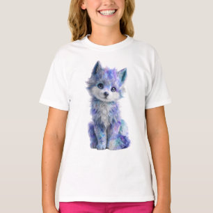 Galaxy Nebula Wolf Pup Kids T-Shirt