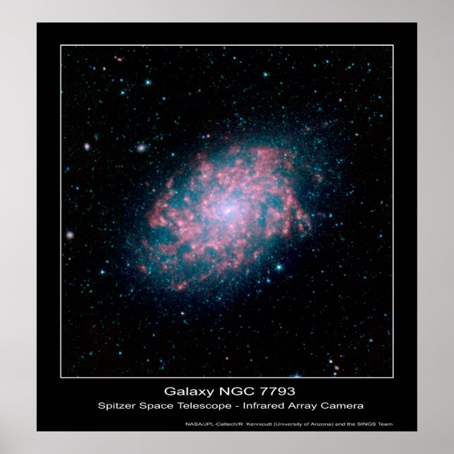 Galaxy NGC 7793 – Spitzer Space Telescope - Infrar Poster (Front)