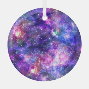 Galaxy Night Print Cosmic Design Glass Tree Decoration