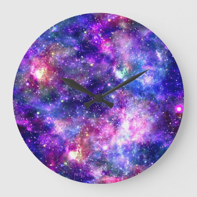 Galaxy Night Print Cosmic Design Large Clock (Front)