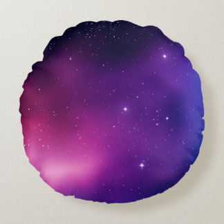Galaxy Night Sky Nebula Pattern Stars Astronomy  Round Cushion