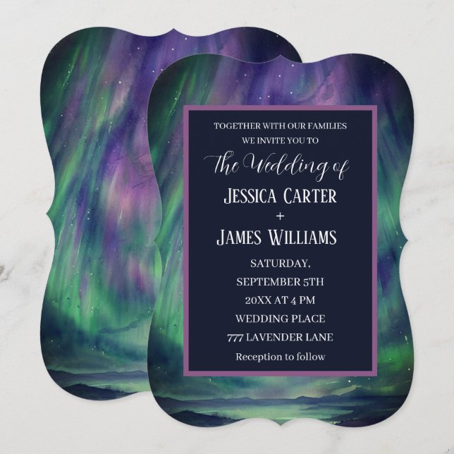Galaxy Northern Lights Outer Celestial Stars Invitation (Front/Back)