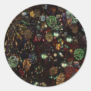 Galaxy of Fireworks Collage Classic Round Sticker