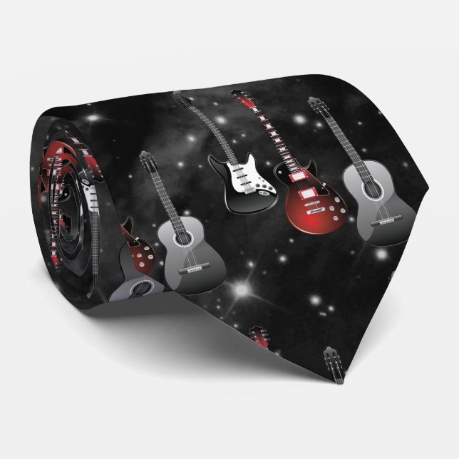 Galaxy of Guitars Tie (Rolled)