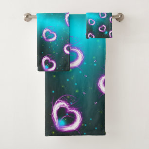 Galaxy of heart bath towel set