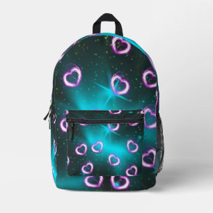 Galaxy of heart printed backpack