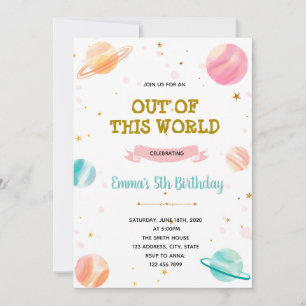 Galaxy out of this world party invitation