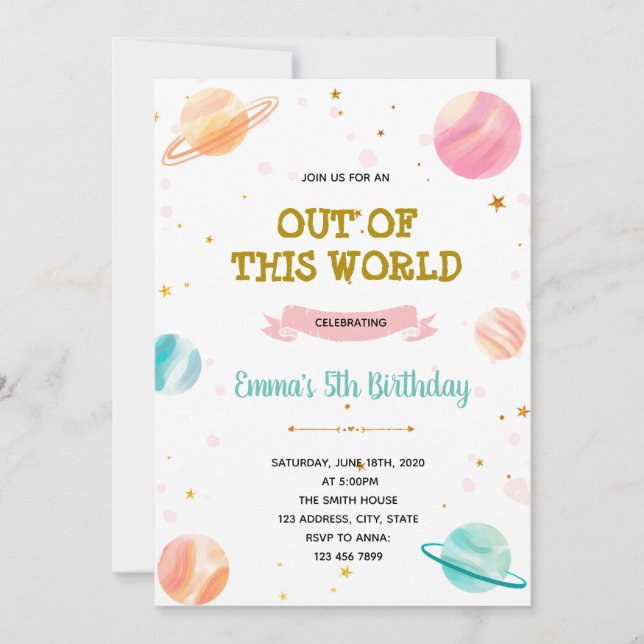 Galaxy out of this world party invitation (Front)