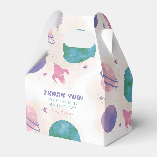 Galaxy Outer Space Girly Thank You Birthday  Favour Box (Front Side)