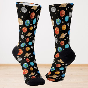 Galaxy Outer Space Planet Watercolor Illustration  Socks