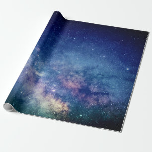 Galaxy Outer space Sky Stars Celestial Blue  Wrapp Wrapping Paper