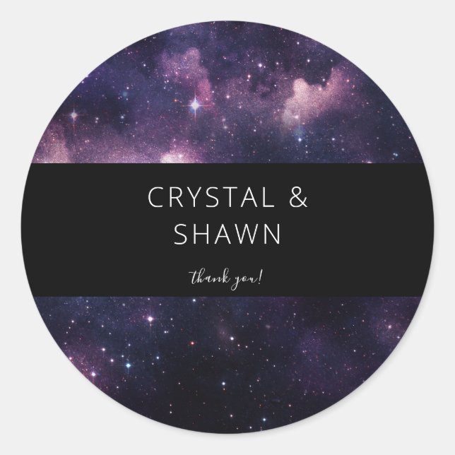 Galaxy Outer Space Thank You Classic Round Sticker (Front)