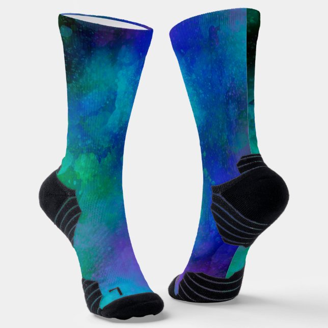 Galaxy Paint Splatter effect Green  Socks (Angled)