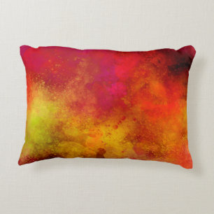 Galaxy Paint Splatter effect Orange Red Decorative Cushion