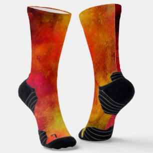 Galaxy Paint Splatter effect Orange Socks