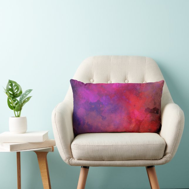 Galaxy Paint Splatter effect  pink orange Lumbar Cushion (Chair)