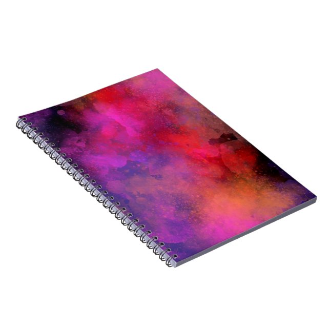 Galaxy Paint Splatter effect purple red orange  Notebook (Right Side)