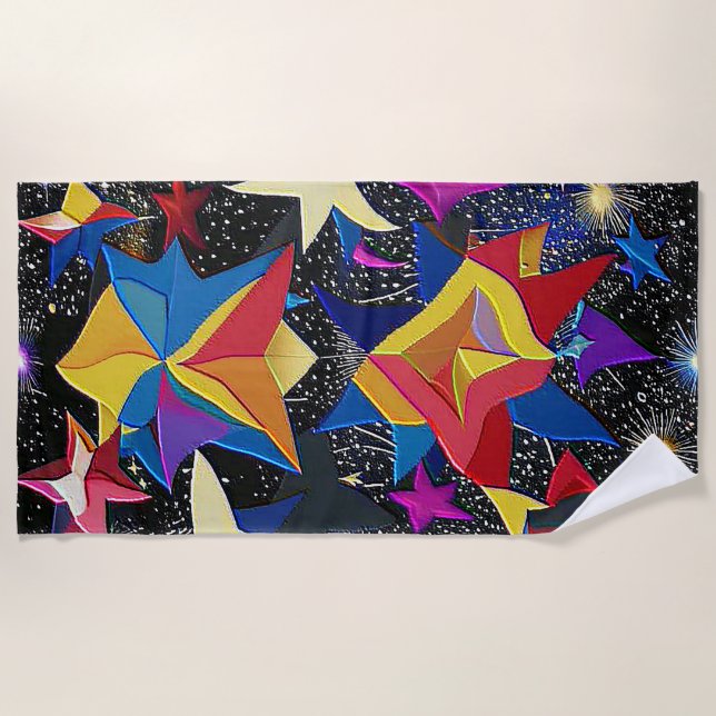 Galaxy paradise - Vibrant Abstract Starry Night Beach Towel (Front)