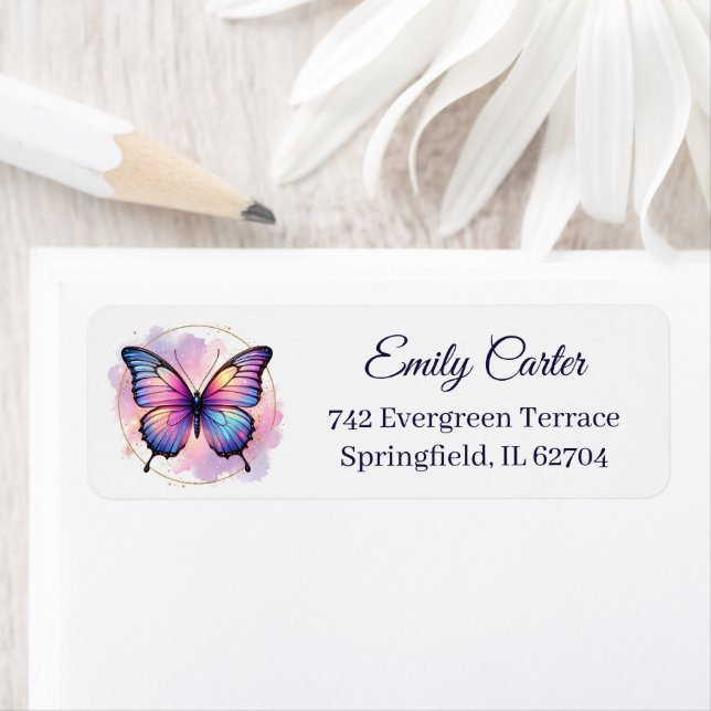 Galaxy Pastel Butterfly Splash Return Address (Insitu)