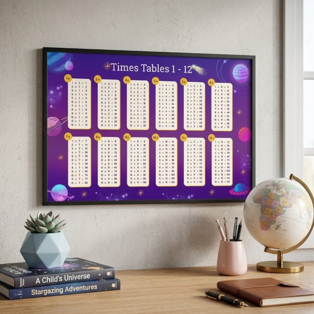 Galaxy Pastel Times Tables Chart - Poster-36"x24" (Galaxy Pastel Times Tables Chart - Poster-36"x24")
