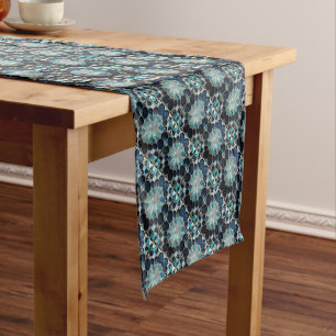 Galaxy pearl snowflakes inspired blue short table runner